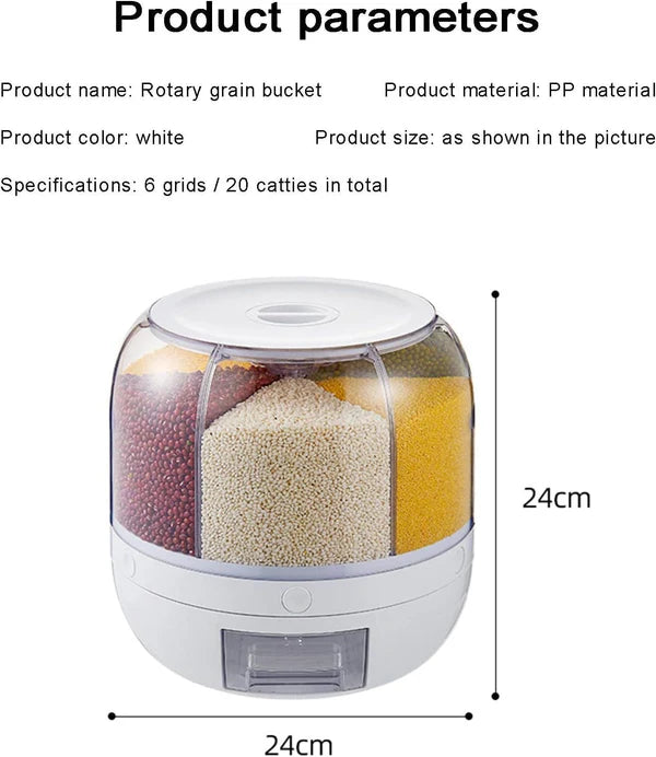 10kg 360° Rotating Cereal & Grain Rice Container