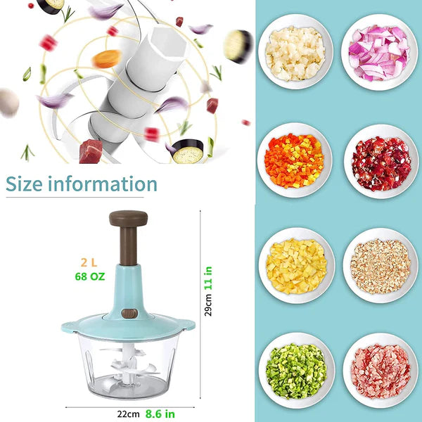 2L Manual Food Processor for Efficient, Portable Food Prep