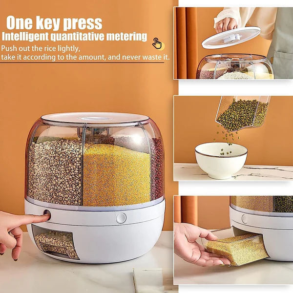 10kg 360° Rotating Cereal & Grain Rice Container